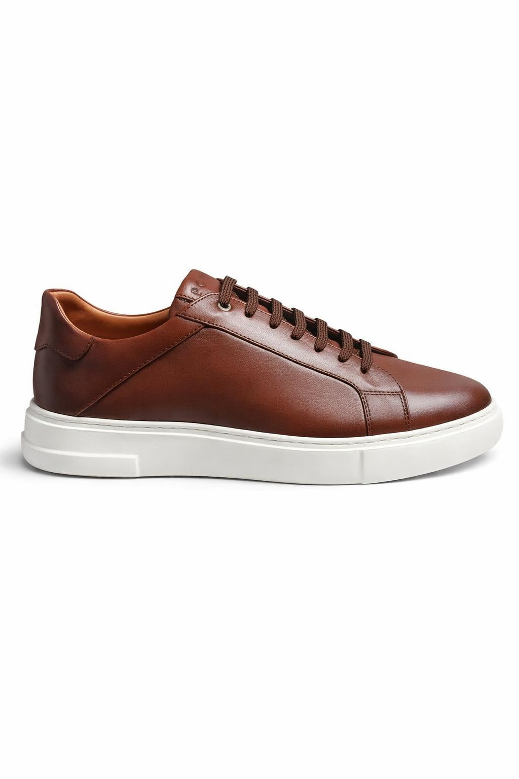 Men’s Brown Leather Low-Top Sneakers